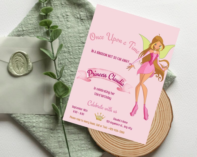 Editable Winx Birthday Invitation Template Printable Winx Invite Party ...