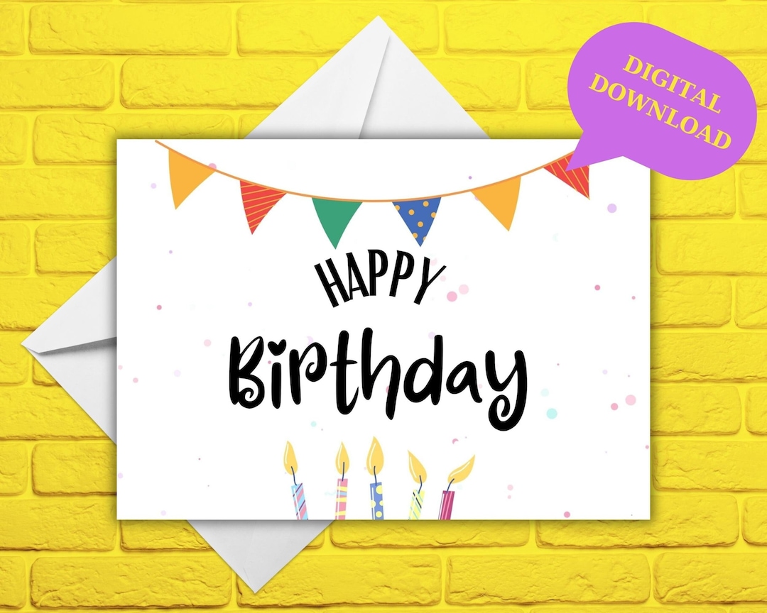 Birthday Card Cute Printable Birthday Card Greeting Card - Etsy