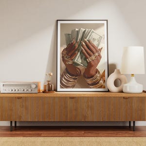 Black Woman Art, Money Art, Black Woman Wall Art, Black Girl Wall Art, African wall art, Black girl art, Wall Art Digital, Urban Fashion Art image 6