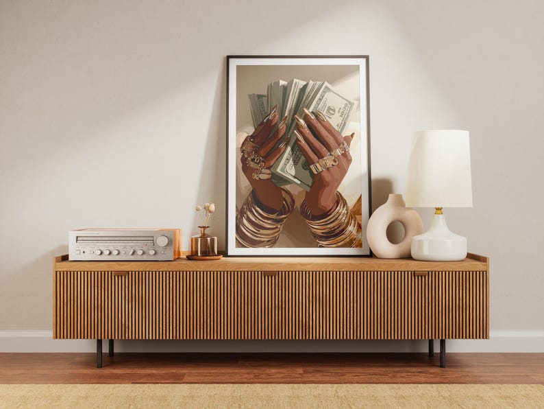 Black Woman Art, Money Art, Black Woman Wall Art, Black Girl Wall Art, African wall art, Black girl art, Wall Art Digital, Urban Fashion Art image 6