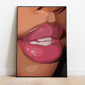 Lips art, black girl art, black woman wall art, black wall art, black woman art, black girl wall art, black art print, Pink Lips printables