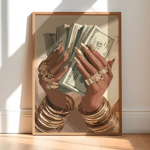 Black Woman Art, Money Art, Black Woman Wall Art, Black Girl Wall Art, African wall art, Black girl art, Wall Art Digital, Urban Fashion Art image 5