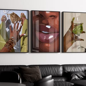 5 Set printable, black art, black girl art, black woman wall art, black wall art, black woman art, black girl wall art, 3 set art poster