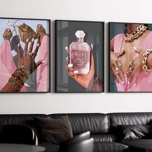 3 set art, Black Woman Art, Set Art, Black Woman Wall Art, Black Girl Wall Art, girl wall art, Black girl art, Wall Art Digital, Fashion Art