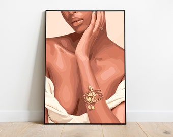 Black Woman Art, Fashion Art, Black Woman Wall Art, Black Girl Wall Art, African wall art, Black girl art, Wall Art Digital, Urban art