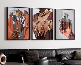 3 set art, Black Woman Art, Digital Art, Black Woman Wall Art, Black Girl Wall Art, African wall art, Black girl art, Wall Art Digital