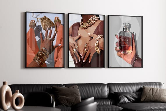 3 set art, Black Woman Art, Digital Art, Black Woman Wall Art, Black Girl Wall Art, African wall art, Black girl art, Wall Art Digital