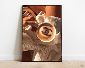 Black Woman Coffee Art Print: Fashion Wall Decor (Digital Download)
