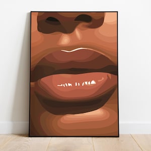 Black Woman Art, Lips Art, Black Woman Wall Art, Black Girl Wall Art, African wall art, Black girl art, Wall Art Digital, Fashion Art