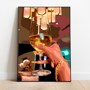 Black Woman Art Print: Wine Glass Poster (Digital Download)