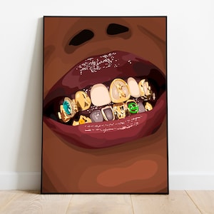 schwarze Frau Kunst, schwarze Mädchen Kunst, schwarze Wandkunst, schwarze Wandkunst, schwarze Frau Kunst, schwarze Mädchen Wandkunst, schwarze Kunstdruck, Urban Digital Grillz