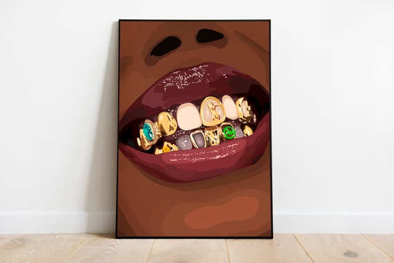 Black Woman Art, Modern Art, Black Woman Wall Art, Black Girl Wall Art, African wall art, Black girl art, Wall Art Digital, Grillz art