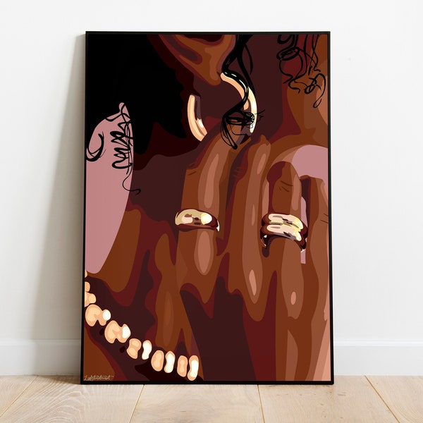 Black Woman Art, Gold Art, Black Woman Wall Art, Black Girl Wall Art, African wall art, Black girl art, Wall Art Digital, Modern Art