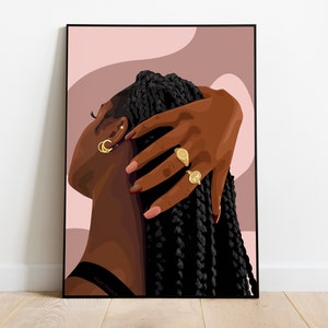 Black Woman Art, Modern Art, Black Woman Wall Art, Black Girl Wall Art, African wall art, Black girl art, Wall Art Digital, Braided art