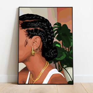 black art, black girl art, black woman wall art, black wall art, black woman art, black girl wall art, black art print, corncrows braid art