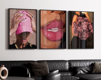 Black Woman Fashion Art Print Set: Urban Perfume Theme (Digital Download
