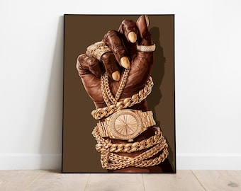 Black Woman Art, Rich Gold Art, Black Woman Wall Art, Black Girl Wall Art, African wall art, Black girl art, Wall Art Digital, Fashion Art