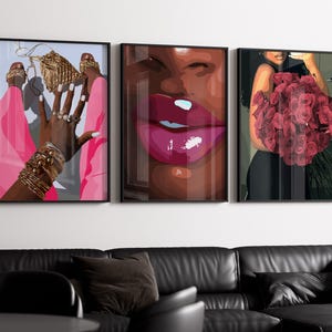 5 set art, Black Woman Art, Modern Art, Black Woman Wall Art, Black Girl Wall Art, African wall art, Black girl art, Wall Art Digital