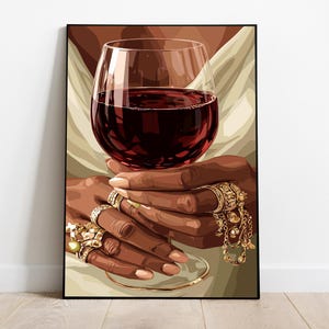 Black Woman Art, Modern Art, Black Woman Wall Art, Black Girl Wall Art, African wall art, Black girl art, Wall Art Digital, Fashion Wine Art