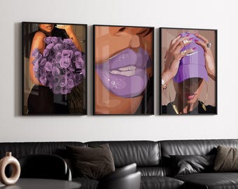 5 Set Kunst, schwarze Frau Kunst, Kunst, schwarze Frau Wandkunst, schwarze Mädchen Wandkunst, afrikanische Wandkunst, schwarze Mädchen Kunst, Wand Kunst Digital, Mode Kunst