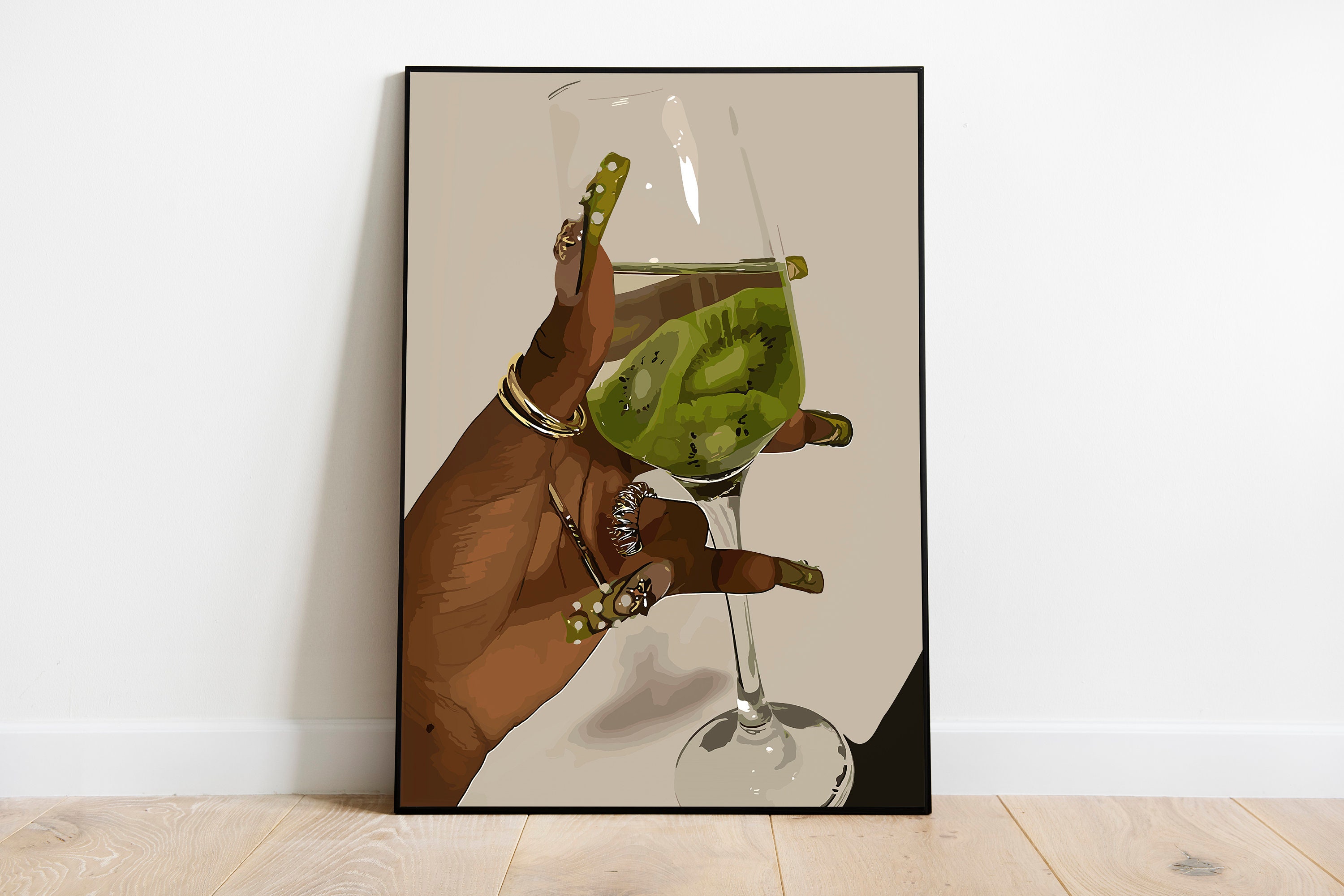Black Woman Art Print: Kiwi Cocktail, Urban Glam (Digital Download)