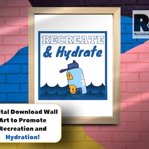 Drink Water Poster, Motivational Wall Art, Positive Print, Healthy Reminder, Healthy Habit Reminder, Gym, Classroom, Recreation Therapy Sign