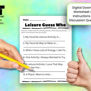 Therapy Game/ Classroom Activity Leisure Education Icebreaker Activity Worksheet