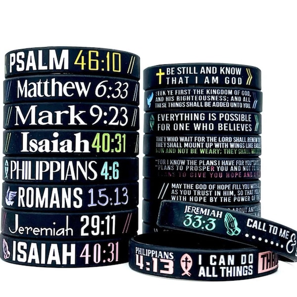 Motivational Christian Bible Verse Wristbands Uplifting Spiritual Sold Individually