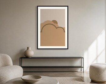 Tan and Beige Fractal Art Print - Boho Earth Tone Print, Printable Digital Download