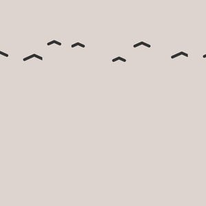 May include: A light beige background featuring a series of ten dark brown, V-shaped chevron symbols arranged in a horizontal line across the upper portion of the frame. Each symbol is identical in shape and size, pointing upward in a uniform pattern.