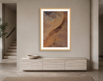 Orangefarbener Fraktal-Kunstdruck – Beruhigende Wanddekoration fürs Schlafzimmer, digitaler Download zum Ausdrucken