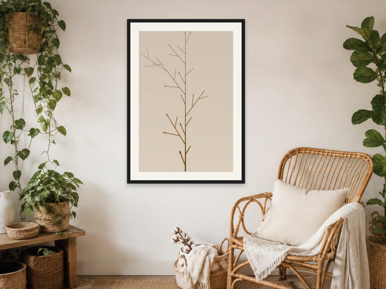 Earth Tone Abstract Art Print - Boho Tree Wall Decor, Printable Digital Download image 2