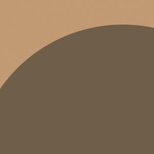 Puede incluir: Un dise&ntilde;o gr&aacute;fico que presenta una gran forma de semic&iacute;rculo de color marr&oacute;n oscuro sobre un fondo de color tostado claro s&oacute;lido. La composici&oacute;n est&aacute; dividida por una l&iacute;nea curva suave que separa los dos campos de colores tierra.