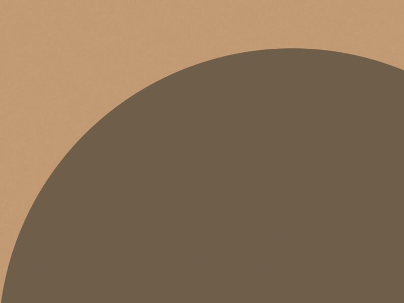 Puede incluir: Un dise&ntilde;o gr&aacute;fico que presenta una gran forma de semic&iacute;rculo de color marr&oacute;n oscuro sobre un fondo de color tostado claro s&oacute;lido. La composici&oacute;n est&aacute; dividida por una l&iacute;nea curva suave que separa los dos campos de colores tierra.