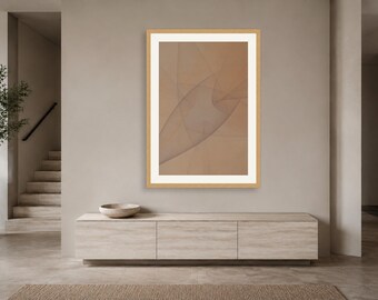 Lámina artística fractal color melocotón neutro - Arte mural minimalista de gran tamaño, descarga digital imprimible