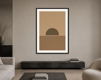 Abstrakte Kunst in Senfgelb – Boho-Druck in Erdtönen, digitaler Download zum Ausdrucken
