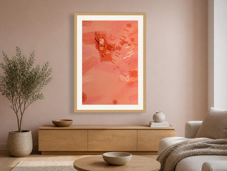 Coral Terracotta Fractal Art Print - Modern Earth Tone, Printable Digital Download image 2