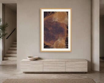 Fraktal-Kunstdruck in Orange und Pflaume – Boho-Erdtöne, digitaler Download zum Ausdrucken