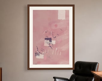 Lámina de arte fractal abstracto en rosa palo – Descarga digital imprimible