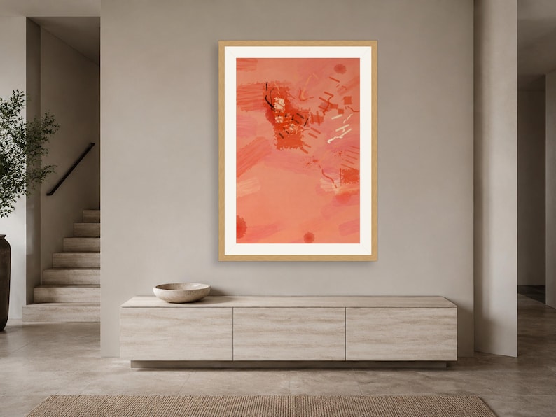 Coral Terracotta Fractal Art Print - Modern Earth Tone, Printable Digital Download image 1