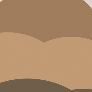 Puede incluir: Una ilustraci&oacute;n gr&aacute;fica con formas abstractas superpuestas en varios tonos de marr&oacute;n y beige. La composici&oacute;n consta de un gran semic&iacute;rculo marr&oacute;n oscuro en la parte superior, seguido de dos formas curvas superpuestas de color beige claro y una base marr&oacute;n.