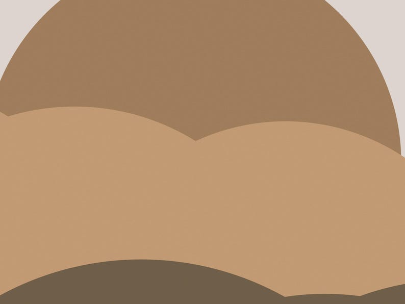 Puede incluir: Una ilustraci&oacute;n gr&aacute;fica con formas abstractas superpuestas en varios tonos de marr&oacute;n y beige. La composici&oacute;n consta de un gran semic&iacute;rculo marr&oacute;n oscuro en la parte superior, seguido de dos formas curvas superpuestas de color beige claro y una base marr&oacute;n.