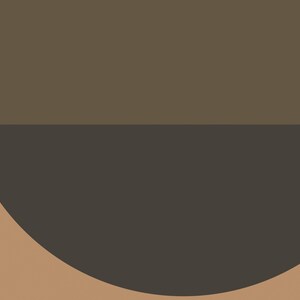 May include: A graphic design featuring a large dark brown circle centered on the image. The background is divided horizontally into two sections, with a light beige color on the top half and a solid tan color on the bottom half of the composition.