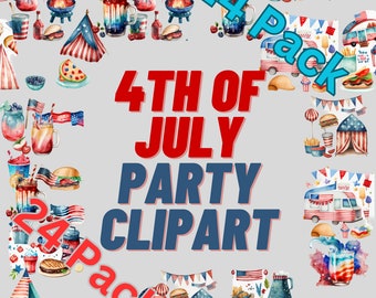 4th of July clipart Bundle, 24 patriotic 4th of July PNGs, Independence day Clipart, American Celebrations, American flag