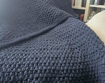 Manta grande de ganchillo - Azul marino