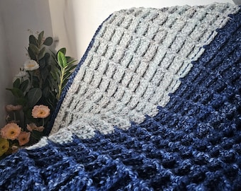 Manta de bebé - Azul y blanca