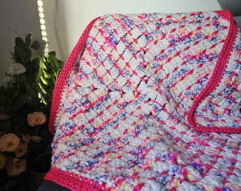 Manta de bebé - Rosa y blanco