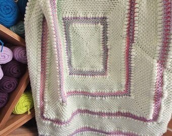 Manta de bebé de ganchillo - Verde claro y multicolor