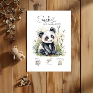 Póster de nacimiento personalizado - Panda