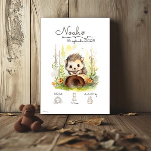 Poster de nascimento personalizado - Ouriço